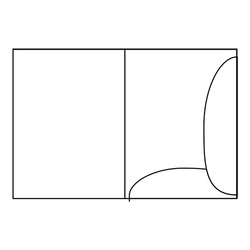 Desenho da pasta aberta com bolsa de encaixe para o cartao de visita