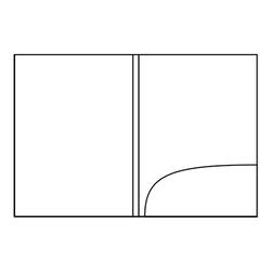 Desenho da pasta aberta com lombada quadrada, que da volume para mais folhas